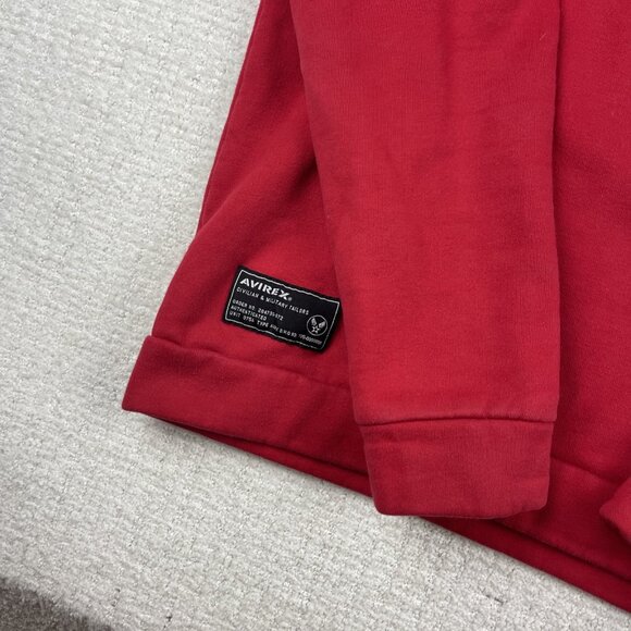 Vintage Avirex Y2K Hoodie Sweatshirt Size M Tiger Patch 63RD Fighter Squad Red - Picture 5 of 16